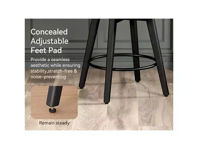 Dyonery 26 Taburetes de bar de altura de encimera (juego de 2), taburetes de cocina tapizados giratorios con respaldo, patas de madera maciza, gris