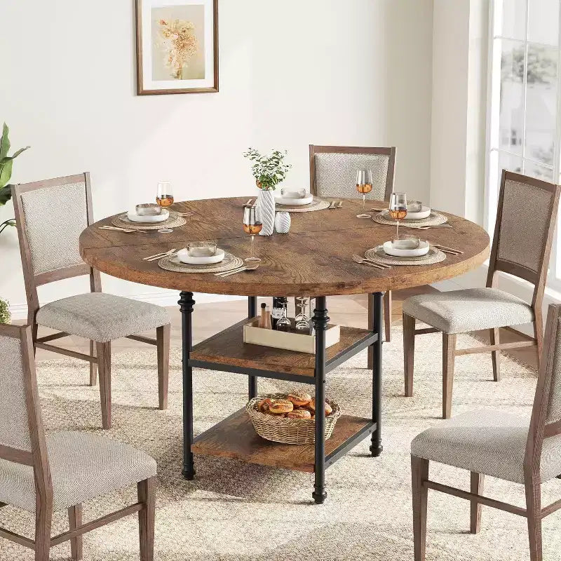 Mesa de comedor redonda GustoWave de 47.2 pulgadas para 4 personas