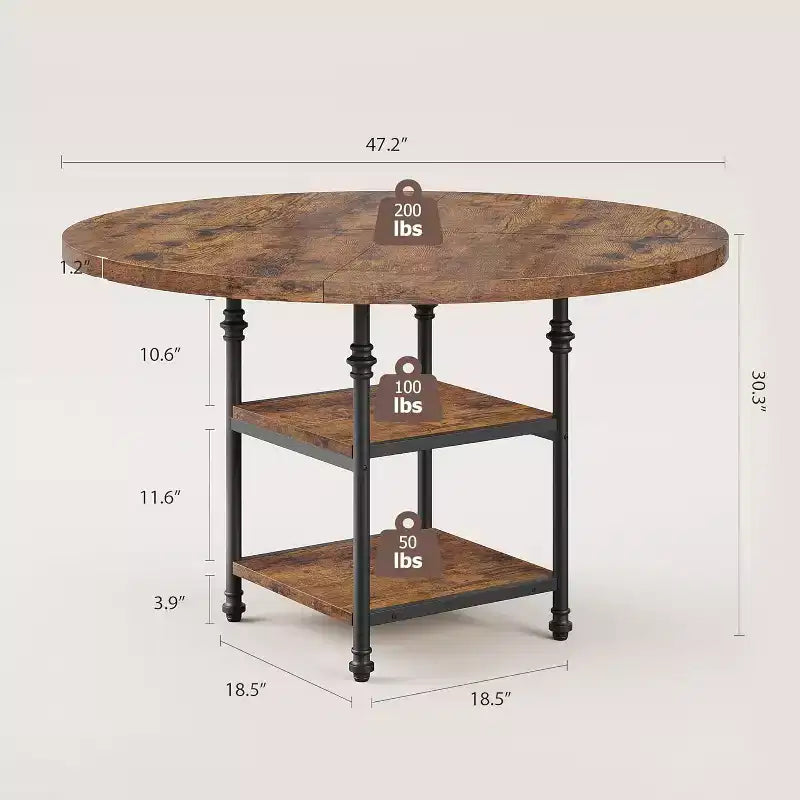 Mesa de comedor redonda GustoWave de 47.2 pulgadas para 4 personas
