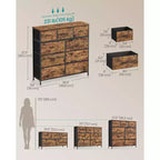Cómoda de almacenamiento de 9 cajones - Organizador con marco de acero y cajones de tela no tejida, multiusos para dormitorio, oficina
