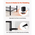 VEVOR Mesa Consola de Cristal de 3 Niveles, Mesa Auxiliar de Sofá Rectangular Moderna con Cubierta de Vidrio Templado y Patas de Hierro, Escritorio Consola Dorado, Negro
