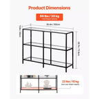 VEVOR Mesa Consola de Cristal de 3 Niveles, Mesa Auxiliar de Sofá Rectangular Moderna con Cubierta de Vidrio Templado y Patas de Hierro, Escritorio Consola Dorado, Negro