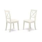 HomeStock Belmont, juego de 5 piezas con una mesa Weston y 4 sillas con asientos de piel sintética, blanco lino