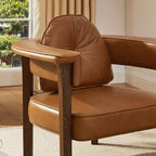 Sillón Art Leon de piel con estructura de madera de fresno