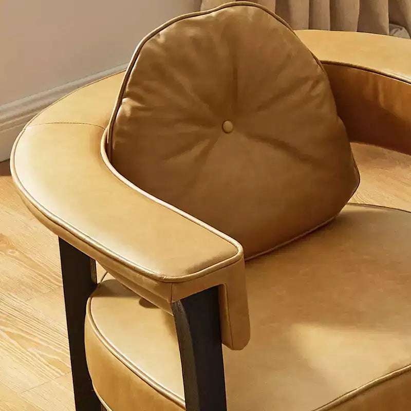 Sillón Art Leon de piel con estructura de madera de fresno