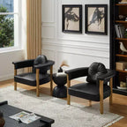 Sillón Art Leon de piel con estructura de madera de fresno