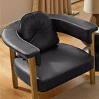 Sillón Art Leon de piel con estructura de madera de fresno