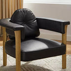 Sillón Art Leon de piel con estructura de madera de fresno