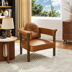 Sillón Art Leon de piel con estructura de madera de fresno