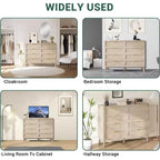 Cómoda de ratán de 8 cajones - Cofre de almacenamiento estilo casa de campo con tiradores dorados para dormitorio y sala de estar