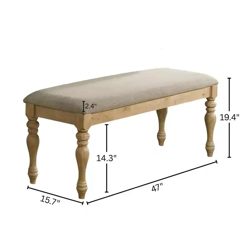 Banco de comedor tapizado Roundhill Furniture Verta de madera maciza, acabado roble claro