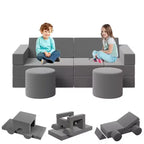 Kids Modular Play Couch, 13 Pcs Toddler Couch With Washable Velvet Covers, Convertible Foam Floor Chair for Playroom, Living Room