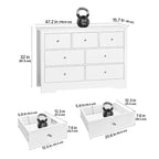 VEVOR Cajonera de 7 Cajones, Cómoda de Madera con Dispositivo Antivuelco Deslizante, Cómoda Moderna Minimalista, Blanca