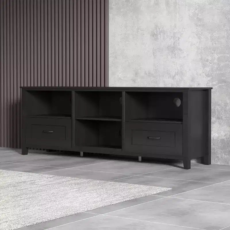 Mueble de TV TROPOW para televisores de hasta 70 pulgadas, centro de entretenimiento, consola multimedia con cajones, estante abierto, amplio espacio de almacenamiento, aparador de cocina