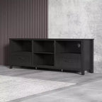 Mueble de TV TROPOW para televisores de hasta 70 pulgadas, centro de entretenimiento, consola multimedia con cajones, estante abierto, amplio espacio de almacenamiento, aparador de cocina