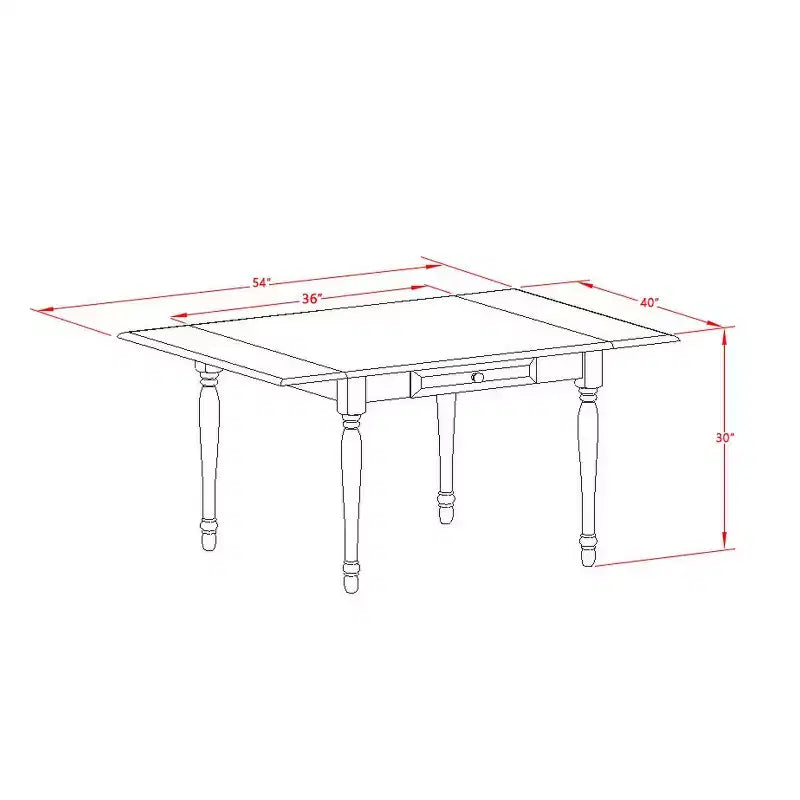 Mesa rectangular HomeStock de 36 x 54 con 2 hojas abatibles