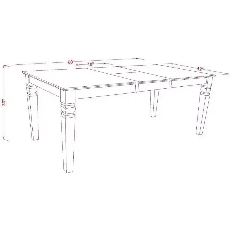 HomeStock en mesa de comedor rectangular con extensión de 18 pulgadas