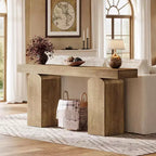Mesa de entrada Lantine 63, mesa consola de madera con 2 patas de pedestal arqueadas, mesa de sofá detrás del sofá para pasillo, sala de estar