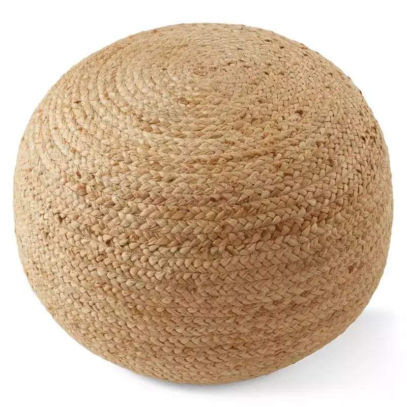 Puf otomano de yute trenzado a mano, reposapiés redondo de 48 cm de diámetro x 26,5 cm de alto, taburete tejido natural, decoración bohemia para sala de estar, dormitorio