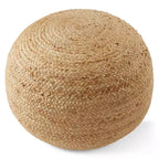 Puf otomano de yute trenzado a mano, reposapiés redondo de 48 cm de diámetro x 26,5 cm de alto, taburete tejido natural, decoración bohemia para sala de estar, dormitorio