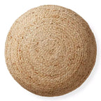Puf otomano de yute trenzado a mano, reposapiés redondo de 48 cm de diámetro x 26,5 cm de alto, taburete tejido natural, decoración bohemia para sala de estar, dormitorio