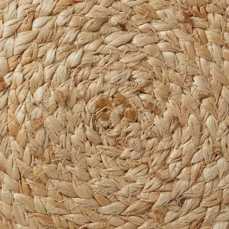 Puf otomano de yute trenzado a mano, reposapiés redondo de 48 cm de diámetro x 26,5 cm de alto, taburete tejido natural, decoración bohemia para sala de estar, dormitorio