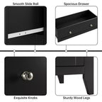 Cómoda de 5 cajones para dormitorio, cómoda alta de madera negra con cajones de almacenamiento profundos y tiradores de metal, cómoda moderna para dormitorio o entrada