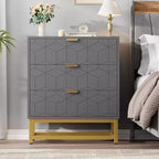 Cómoda para dormitorio, cómoda de 3 cajones con patas de metal, organizador de cajones moderno con amplio espacio de almacenamiento, cómoda para dormitorio, sala de estar