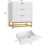 Cómoda para dormitorio, cómoda de 3 cajones con patas de metal, organizador de cajones moderno con amplio espacio de almacenamiento, cómoda para dormitorio, sala de estar