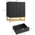 Cómoda para dormitorio, cómoda de 3 cajones con patas de metal, organizador de cajones moderno con amplio espacio de almacenamiento, cómoda para dormitorio, sala de estar