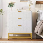 Cómoda para dormitorio, cómoda de 3 cajones con patas de metal, organizador de cajones moderno con amplio espacio de almacenamiento, cómoda para dormitorio, sala de estar