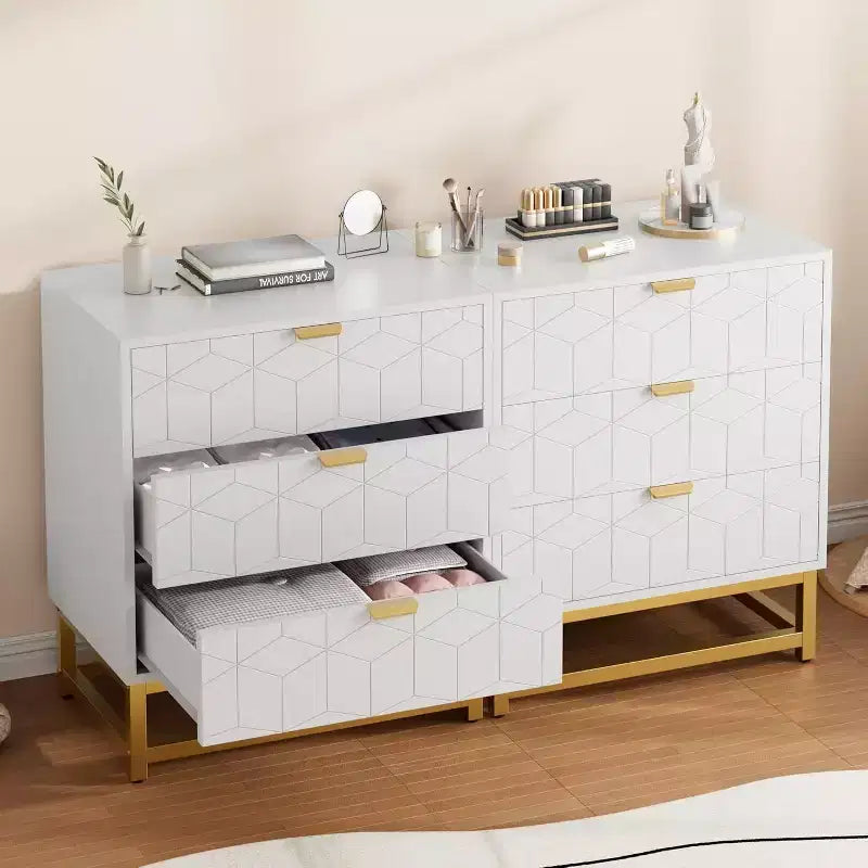 Cómoda para dormitorio, cómoda de 3 cajones con patas de metal, organizador de cajones moderno con amplio espacio de almacenamiento, cómoda para dormitorio, sala de estar