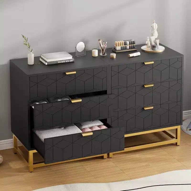 Cómoda para dormitorio, cómoda de 3 cajones con patas de metal, organizador de cajones moderno con amplio espacio de almacenamiento, cómoda para dormitorio, sala de estar