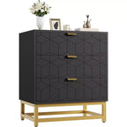 Dresser for Bedroom, 3 Drawer Dresser with Metal Legs, Modern Dressers Chest Organizer with Wide Storage, Chest of Drawers for Bedroom, Living Room