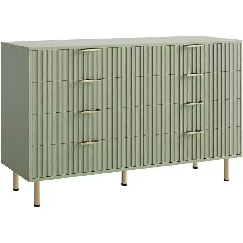 Coolmee cómoda de 8 cajones para dormitorio, cómoda moderna acanalada con cajones profundos, cómoda organizadora de madera para sala de estar, pasillo, habitación de niños