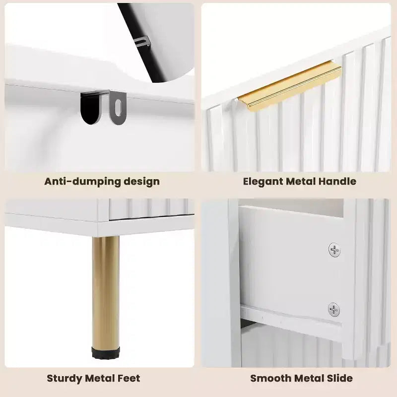 Coolmee cómoda de 8 cajones para dormitorio, cómoda moderna acanalada con cajones profundos, cómoda organizadora de madera para sala de estar, pasillo, habitación de niños
