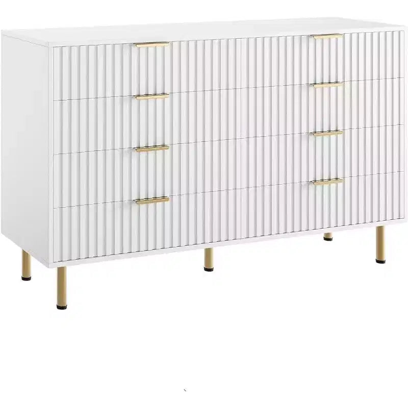 Coolmee cómoda de 8 cajones para dormitorio, cómoda moderna acanalada con cajones profundos, cómoda organizadora de madera para sala de estar, pasillo, habitación de niños