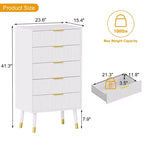 Cómoda de 5 cajones para dormitorio, Cómodas modernas para armario, Cómoda de almacenamiento, Mueble organizador con cajones, Cómoda para dormitorio (2 unidades)