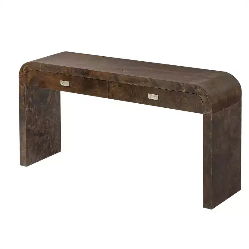 Mesa Consola Arqueada con Almacenamiento, Mesa de Entrada de Madera Minimalista con Cajones para el Recibidor