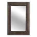 Pexfix Espejo de baño rústico con marco de madera maciza para dormitorio, sala de estar, entrada, decoración de pared