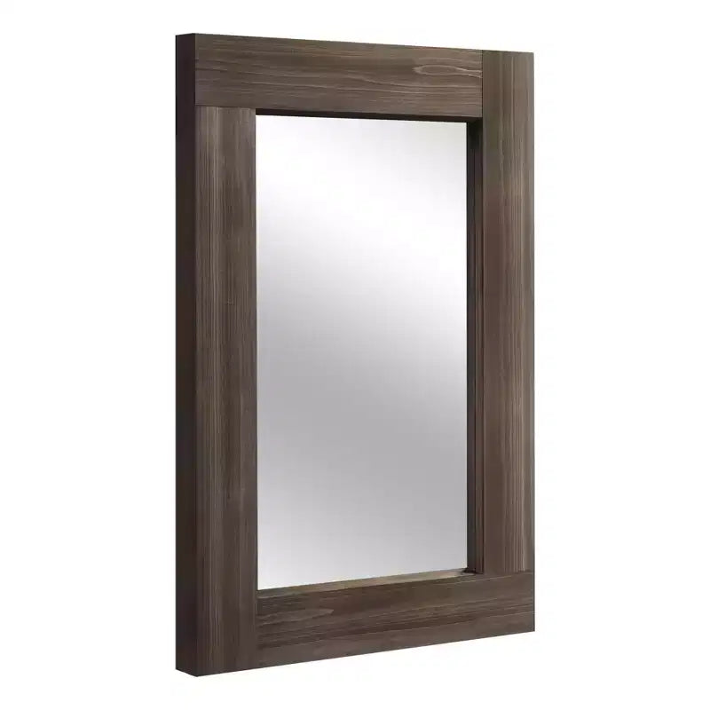 Pexfix Espejo de baño rústico con marco de madera maciza para dormitorio, sala de estar, entrada, decoración de pared