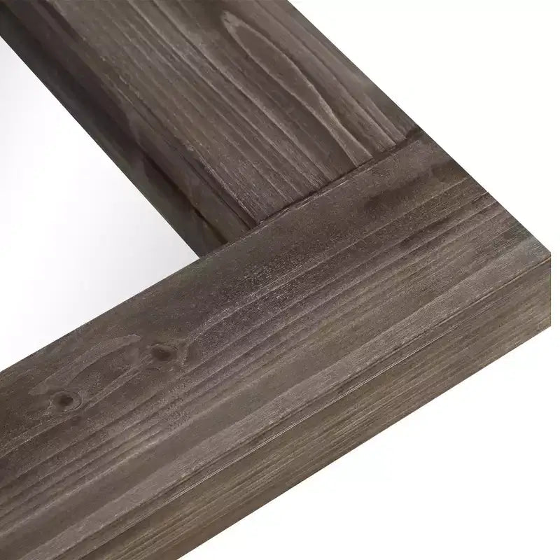 Pexfix Espejo de baño rústico con marco de madera maciza para dormitorio, sala de estar, entrada, decoración de pared