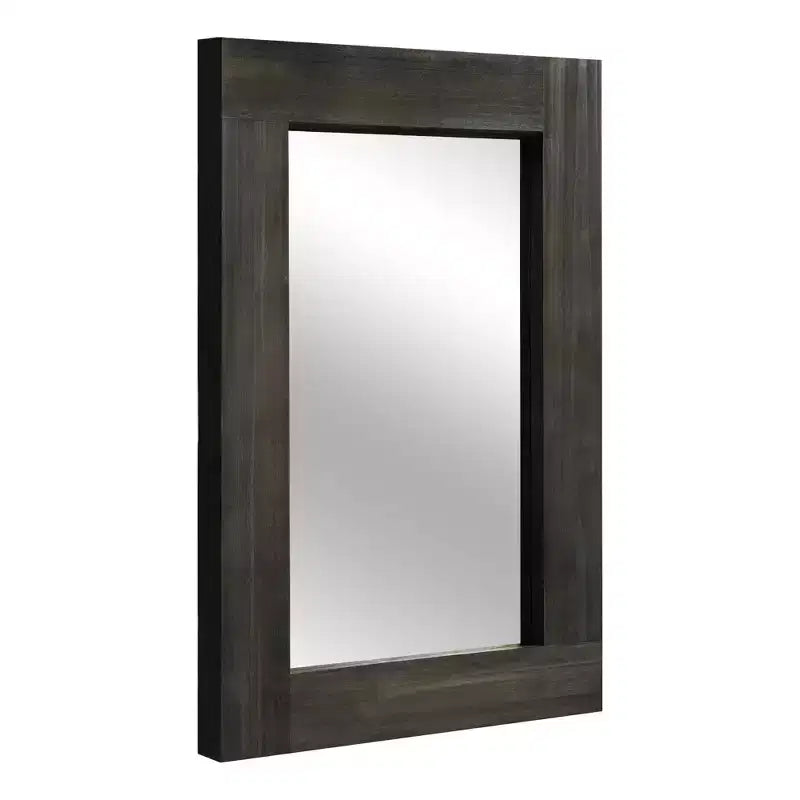 Pexfix Espejo de baño rústico con marco de madera maciza para dormitorio, sala de estar, entrada, decoración de pared