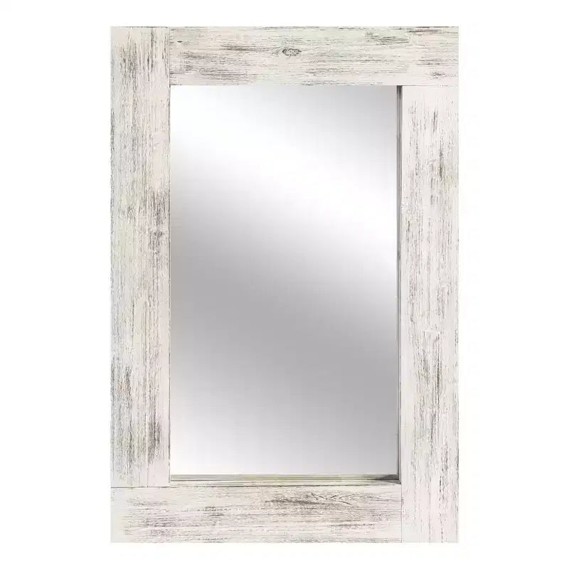 Pexfix Espejo de baño rústico con marco de madera maciza para dormitorio, sala de estar, entrada, decoración de pared