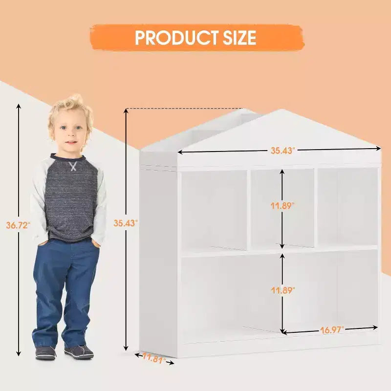 Acekool Estantería Infantil de Techo, Organizador de Almacenamiento de 5 Cubos con Estante de Techo, Librería Moderna para Sala de Juegos, Dormitorio, Aula, 35 x 35 x 12 Pulgadas