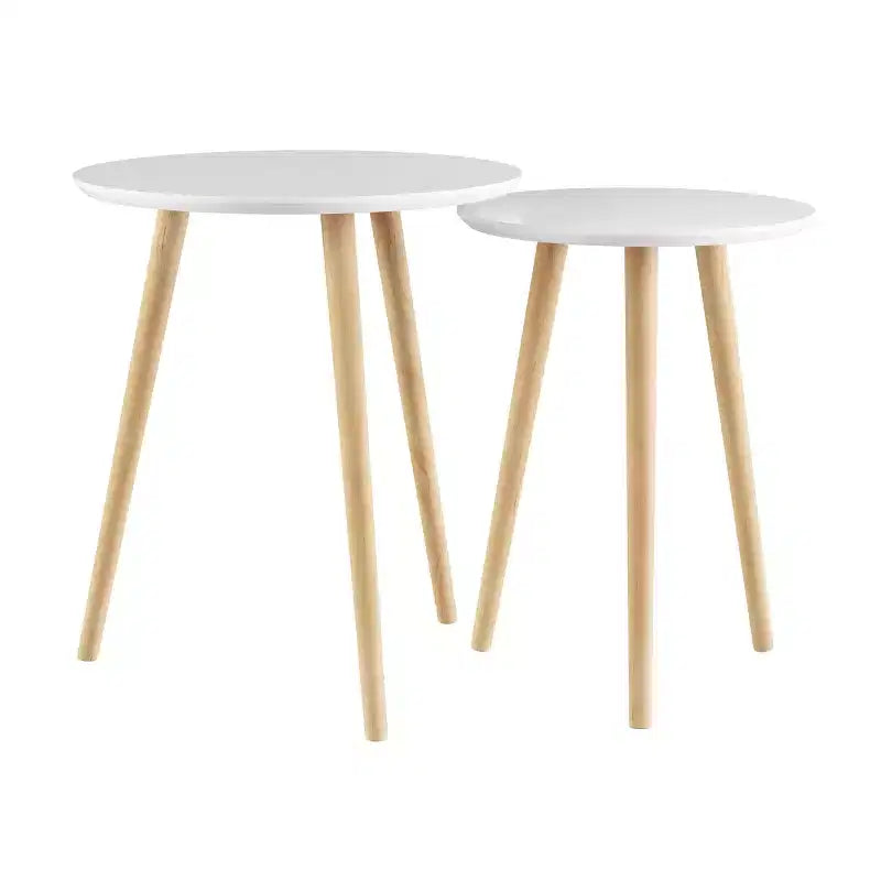 Lavish Home Set of 2 Nesting Side Tables, White