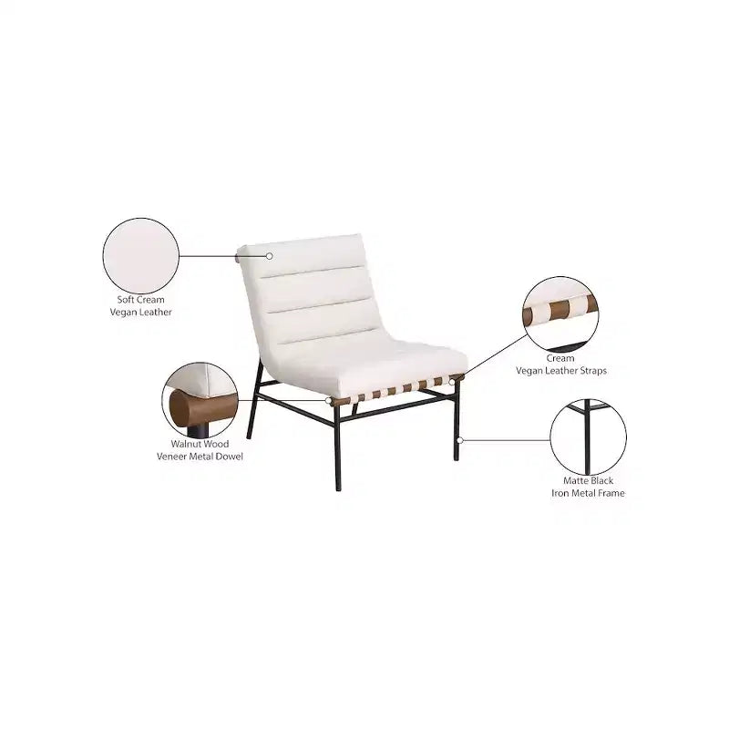 Meridian Furniture, Sillón decorativo de piel vegana Burke
