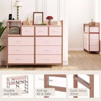 Cómoda de dormitorio de 9 cajones y soporte para TV | Multifuncional con estación de carga incorporada, cómoda alta para organización de armarios, apartamentos