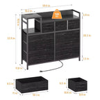 Cómoda de dormitorio de 9 cajones y soporte para TV | Multifuncional con estación de carga incorporada, cómoda alta para organización de armarios, apartamentos