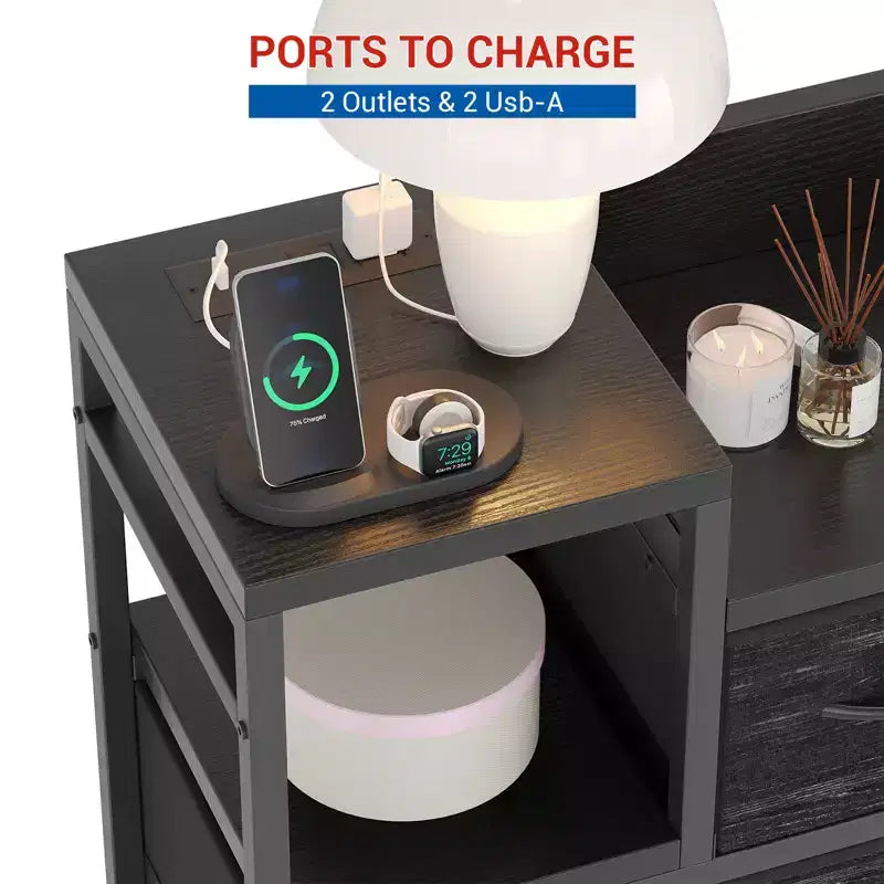Cómoda de dormitorio de 9 cajones y soporte para TV | Multifuncional con estación de carga incorporada, cómoda alta para organización de armarios, apartamentos